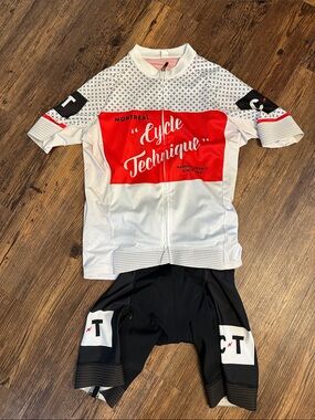 Cycle Technique Montreal Mens Red & White Cycling Kit SZ L